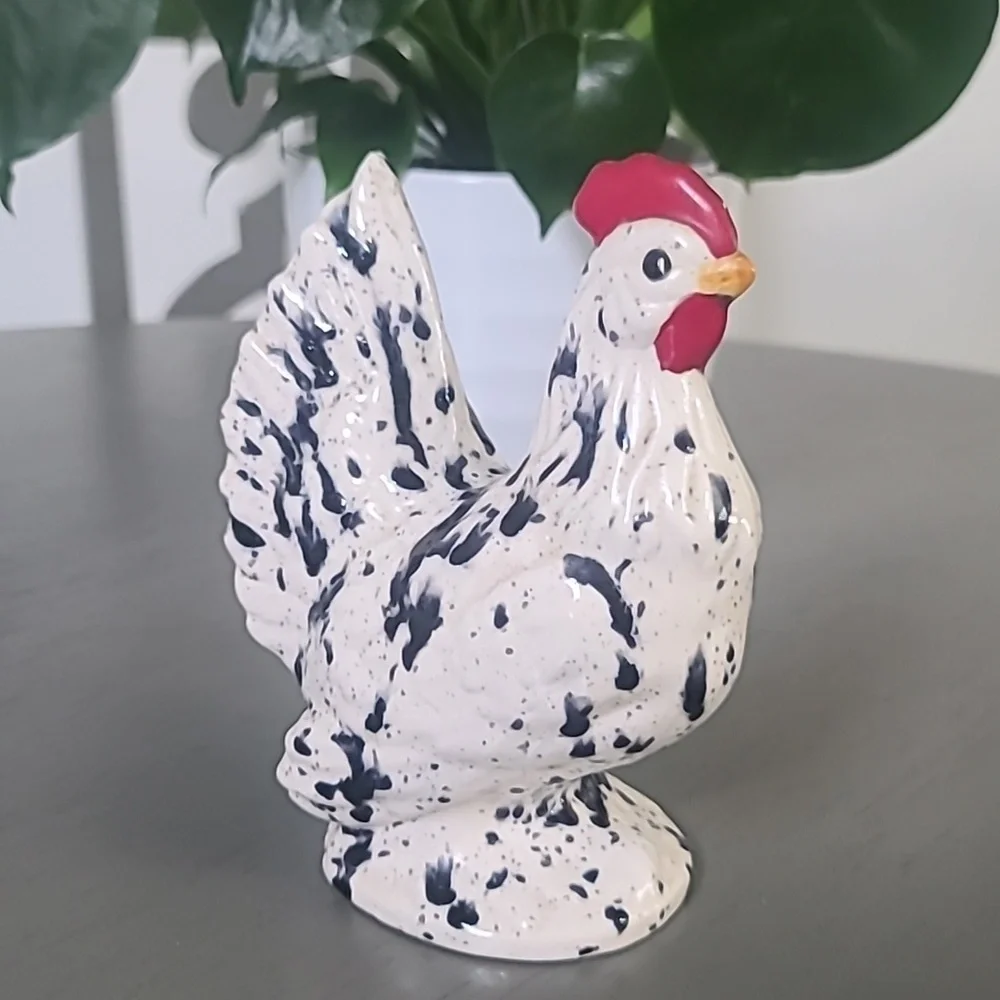 Speckled Rooster Figurines Set Of 2